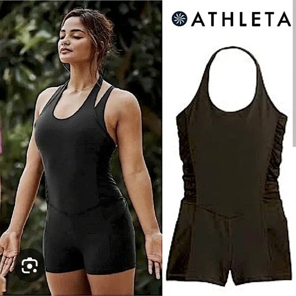 Athleta Mesh Me Up Bodysuit With Pockets Sz Small